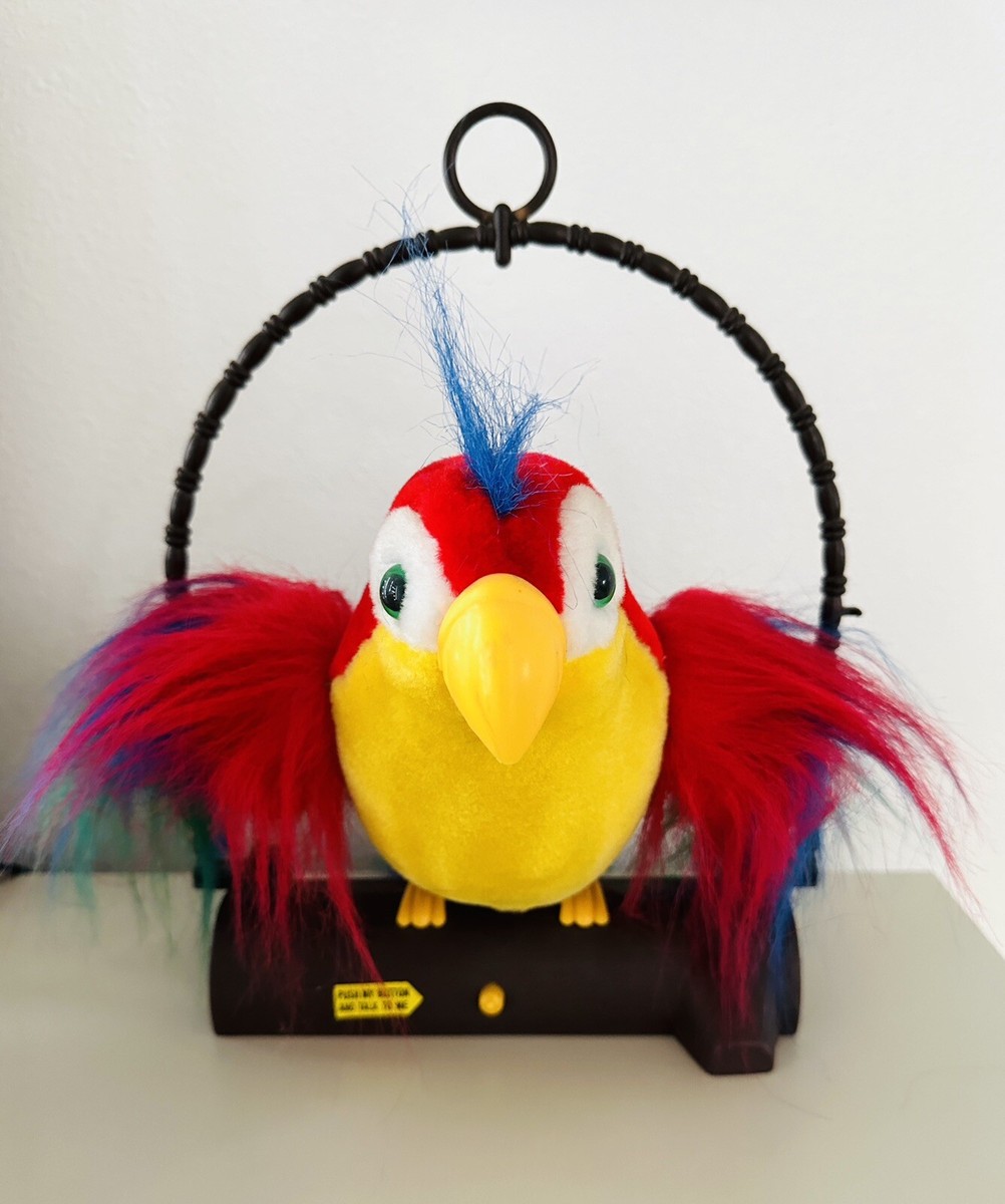 Vintage Pete The Repeat Talking Parrot With Perch Gemmy Industries