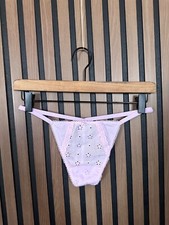 Nuevas Bragas Victorias Secret Medianas Rosa Ojales Tanga Cuerda en V Interior Detalle de Lazo