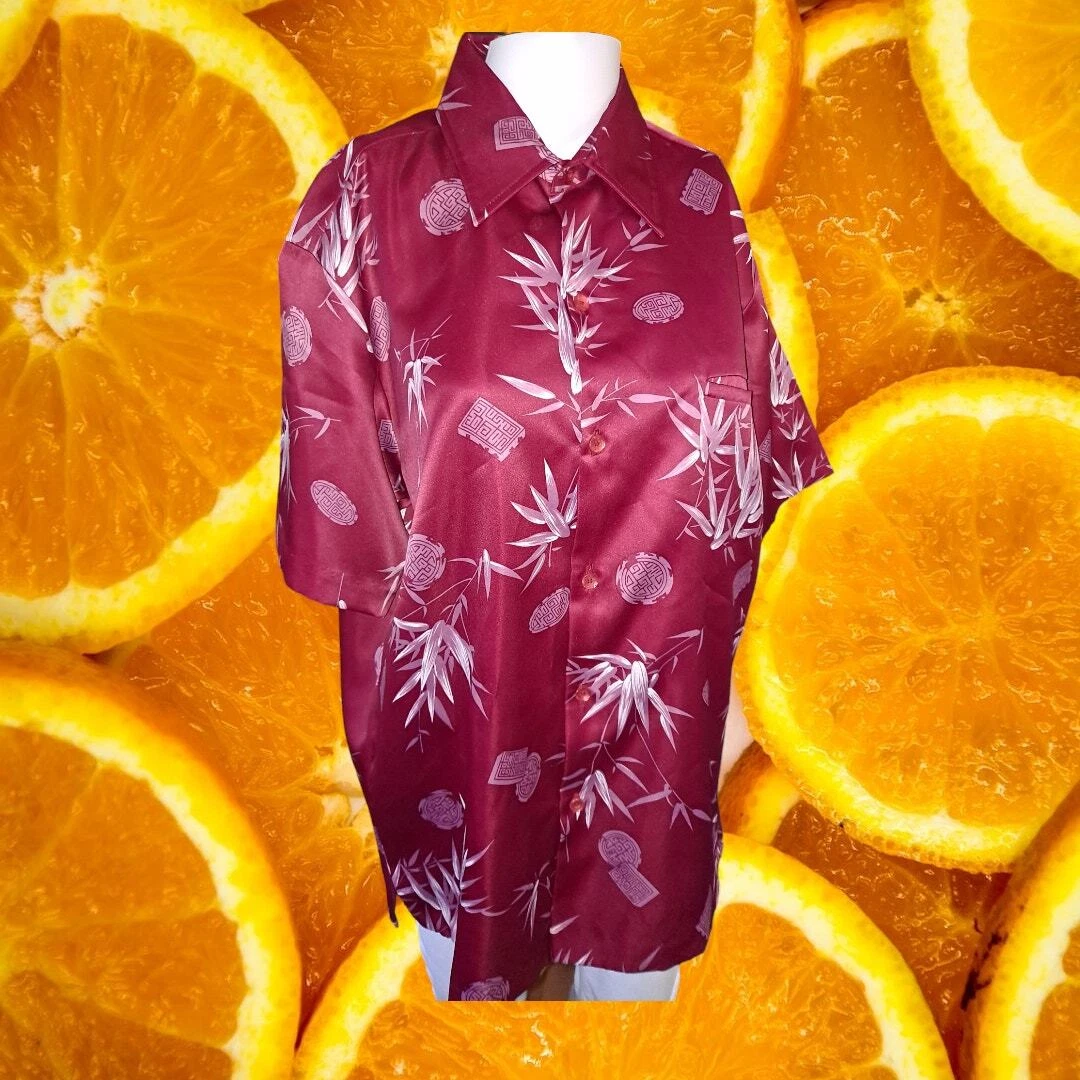 Vintage Tori Richards Red Floral Button Up Shirt Size Medium