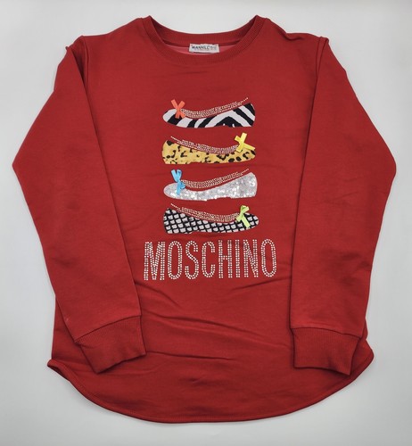 Moschino Girls’ Signature Designer Applique Cotton Top Sz 12/13 Years Pre-owned
