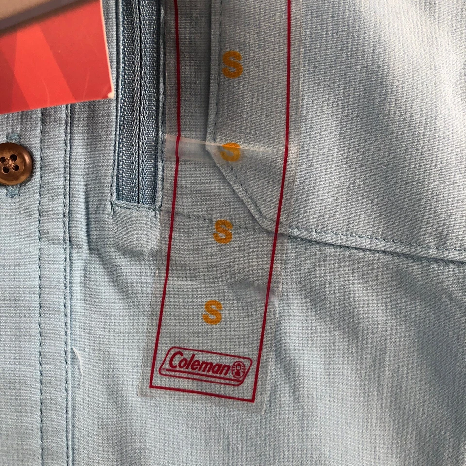 Camisa azul garza con cuello abotonado secado rápido Coleman Adventure UPF30 NUEVA CON ETIQUETAS para hombre Foto 3 de 4
