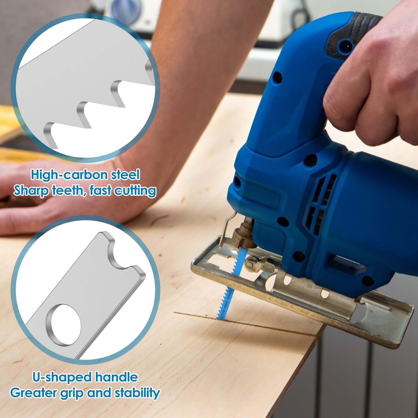 63Pcs UShank Jig Saw Blades Set Metal Wood Plastic HSS/HCS Jigsaw