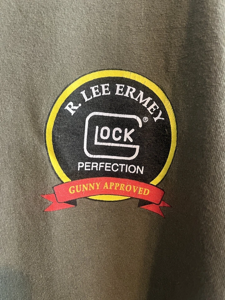 Camisa Grande This Is My Glock RARA De Colección Glock G17 Verde Desteñida R Lee Ermey Foto 3 de 4