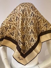 Vintage 1970  s Avon SM Kent Signature Scarf Beige  Brown 24 in sq