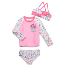 Little Mermaid Ariel Swimsuit Swim Rash Guard Bikini 2T 3T 4T 5T Toddler 3 Piece