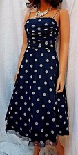 ELIZA J  50s Hollywood Glamour Style Cocktail Dress Navy w/ White Spots  size 8