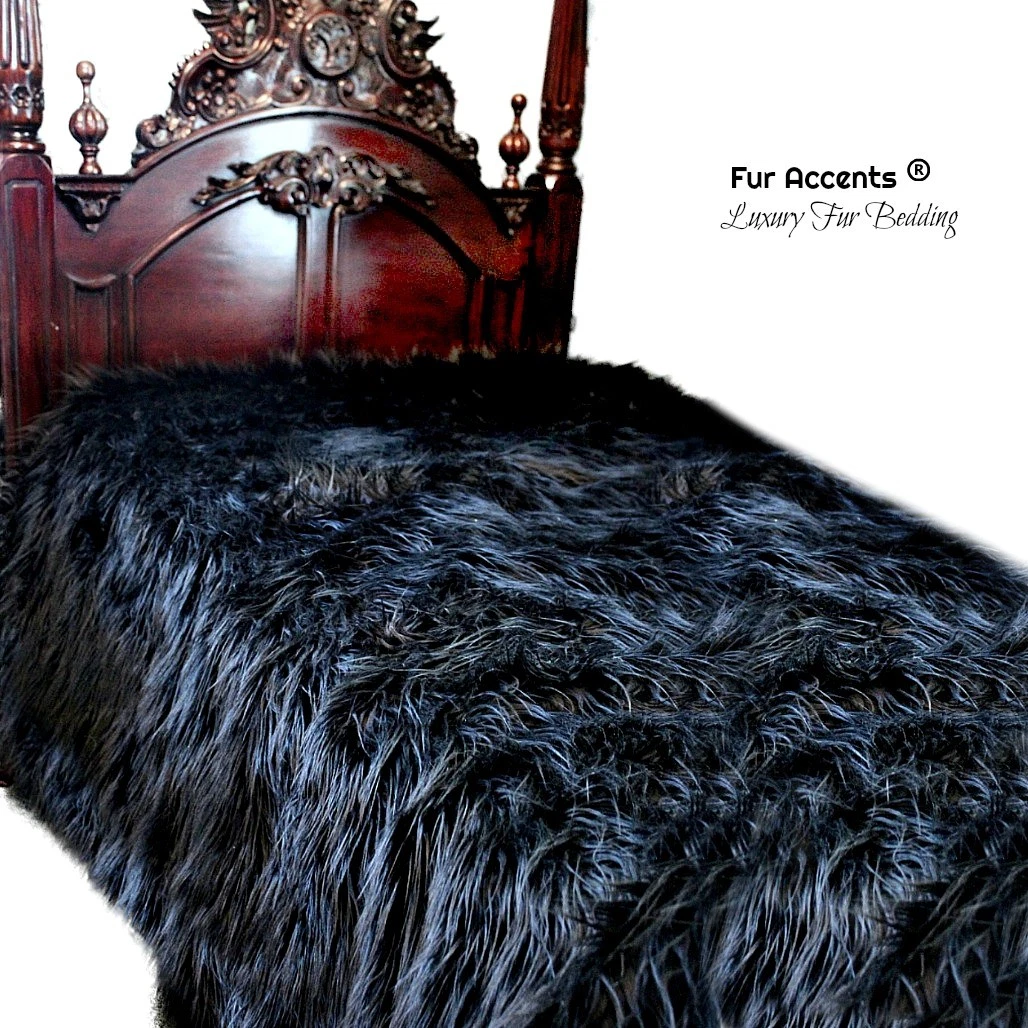 Black king size faux fur blanket sale