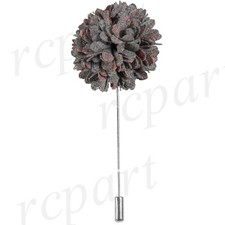 New in box Men's Suit chest brooch Gray fabric flower lapel pin formal wedding