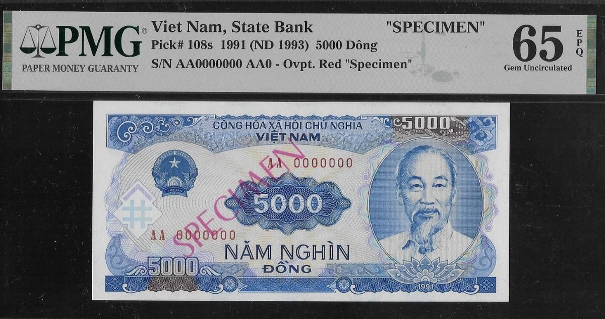 Vietnamese Paper Money Specimens 5,000 ₫ Denomination for sale | eBay