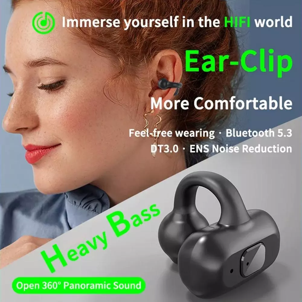 Écouteurs sans fil Bluetooth 5.3 Clip d'oreille écouteurs Conduction osseuse  Sp[