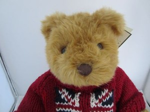 Harrods Knightsbridge Plush Teddy Bear w/ British Union Jack Flag on Red Sweater