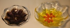 Misc - Hand Crafted Art Glass Bowls Set of 2 - Scalloped Rim European Glass