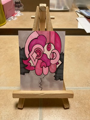 ACEO Original Mixed Media Painting Art Card ATC Skull Chelle #128
