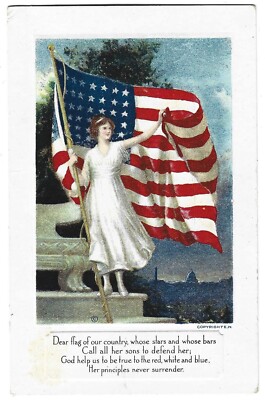 PATRIOTIC Postcard DEAR FLAG OF OUR COUNTRY/GOD HELP US Washington D.C. AMERICA