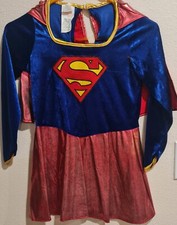 *SALE* ~ RUBIE'S SZ MED 6-8 SUPER GIRL DRESS-UP PRETEND PLAY COSTUME & CAPE ~EUC