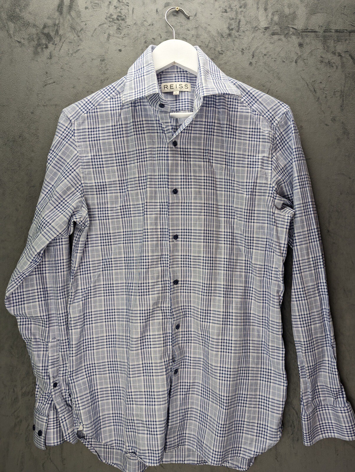 REISS Shirt Size Medium Blue Check Long Sleeve image 2