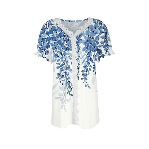 Womens Base Loose Short Pullover Summer Tops Sleeve V neck Ladies Shirt Blouse - Bild 7 von 64