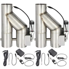 2PCS 3'' 76mm Electric Exhaust Downpipe Y-Pipe Dual Valve w/ Remote Control