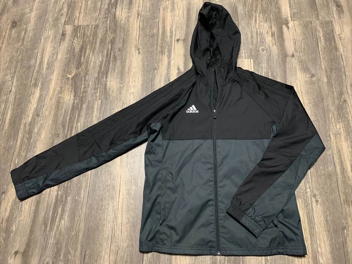 Adidas Windbreaker Jacket Youth boys Medium 11 12Y Black Grey