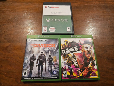Xbox One Games Bundle Lot of 3- Rage2, The Division,  Far Cry 5
