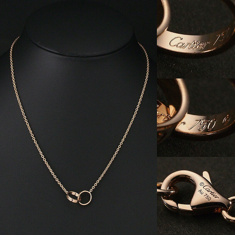 ⭐Cartier⭐ 750ゴールド ネックレスK18 中古】 カルティエ CARTIER K18PG ネックレス ダイヤモンド ロゴ