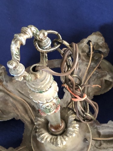 Lámpara de techo antigua era Art Deco RARE ACERTIJO AÑOS 20 ARAÑA EE. UU. - Imagen 12 de 24