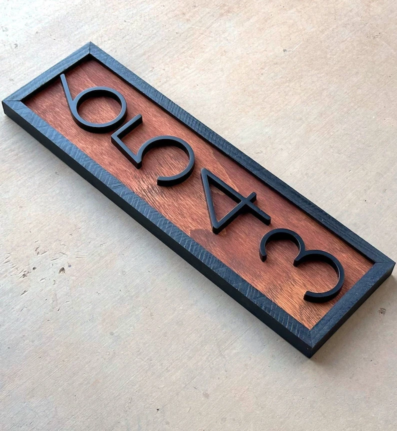 Números de casa, números de dirección, números de casa modernos, letrero de madera personalizado02 Foto 2 de 4