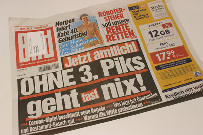 BILDzeitung 08.01.2022 Januar Corona   Kate 40.   