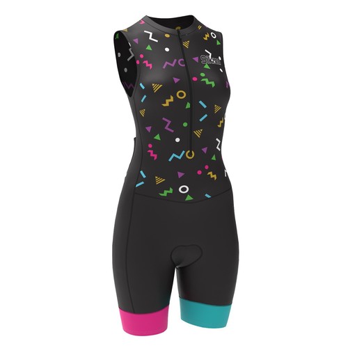 Women Sleeveless Suit Cycling Running Compression Tri Skinsuit Gel Padded - Picture 12 of 25