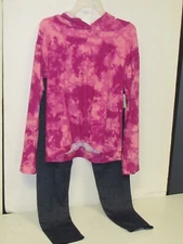 Extremely Me Girls Denim/Pink Pants Set With Hood