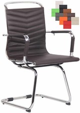 Besucherstuhl Burnley Echtleder Kunstleder Freischwinger mit Armlehne Lehnstuhl