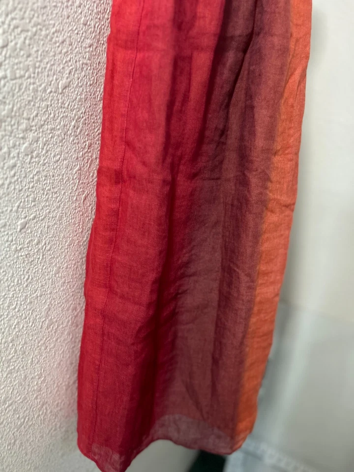 Vestido Lauren Moffatt Anthropologie Rojo Naranja Lino Seda Cuero Halter Joya 4 Foto 3 de 4