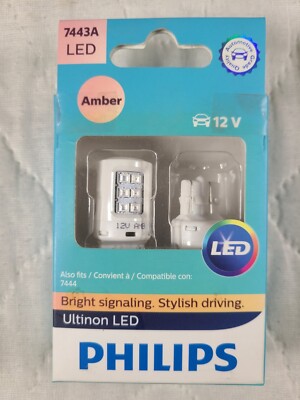 New Philips Ultinon LED Bulb 7443A - Amber - 12v - 2 Bulbs | eBay