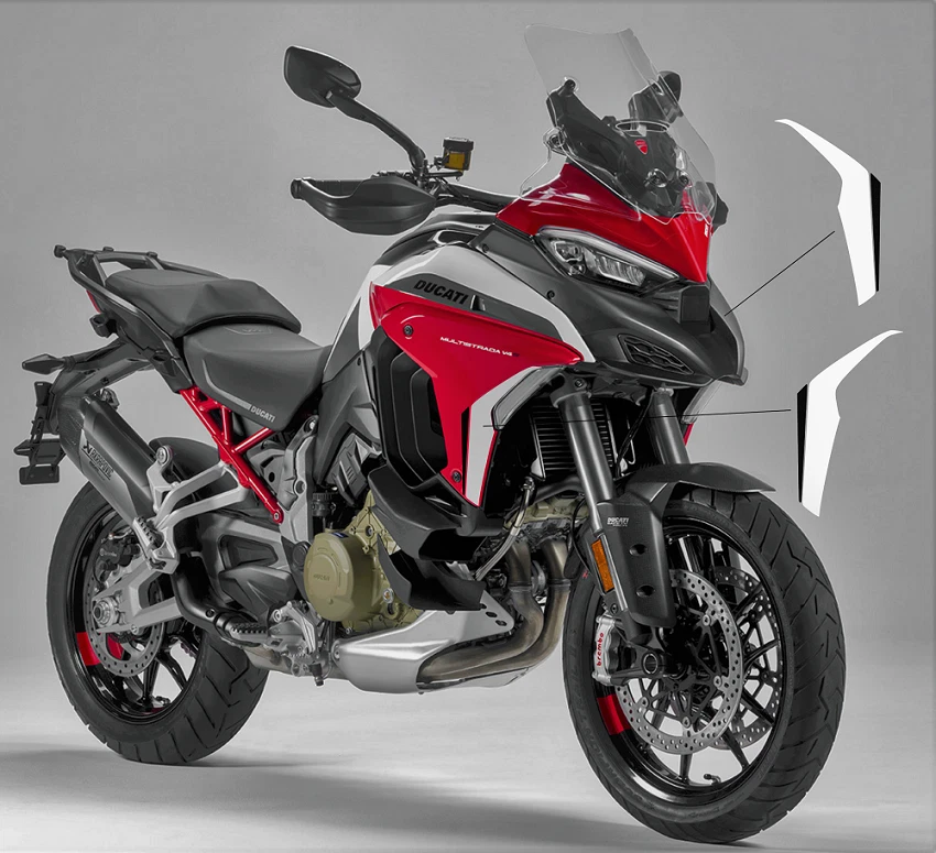 Adesivi bianco neri per fianchetti moto Ducati Multistrada V4 "V1203W"