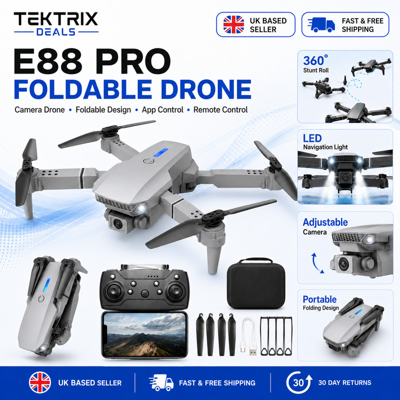 E88 Pro WiFi FPV Drone With Wide-Angle HD Camera, Foldable Quadcopter RC Drone