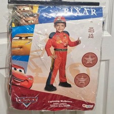 Cars 3 Lightning McQueen Muscle Costume Boys 4-6 Disney Pixar Racing Belt Hat