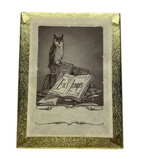 Antioch Bookplate Company Ex Libris Owl & Books Gummed Labels Made in USA