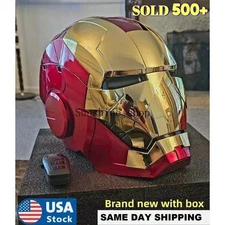 Autoking Iron Man MK5 Helmet Electronic Voice Activated Open&Close Mask Gold New