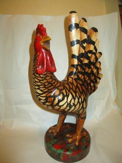 Folk art rooster carved & painted by Joseph Santangelo