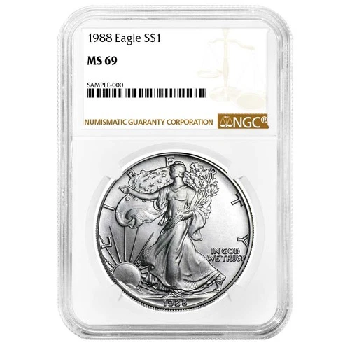 1988 $1 1-oz American Silver Eagle NGC MS69 Brown Label