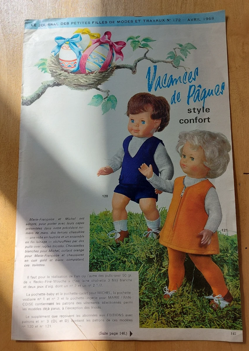 3 PATRONS POUPEE Modes Et Travaux Non Decoupes Avril 1972 +Page +Bonus+ Cadeau EUR 9,00 - FR