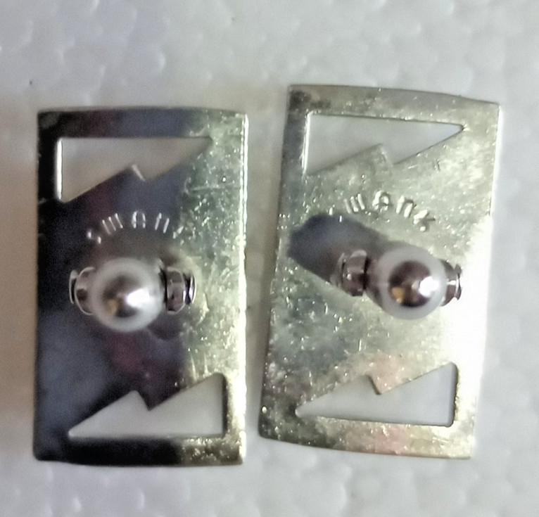 Swank Silver-tone Curved Rectangular cufflinks Br… - image 5