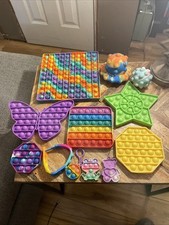 Lot Of 12 Pop It Figit Toys-Sensory Stress Relief Push Bubble Sets S33