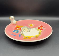VTG MCM Pink Lamb Plate w Ceramic Lamb on Side Willie Woolie Essex Collection 8"