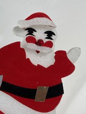 Antique Rare Christmas Decor Styrofoam Santa, Reindeer, Sleigh, Trees, w/Glitter