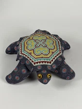 Vintage Hand Embroidered Turtle Shaped 10” Pin-Cushion Pincushion Purple W/Eyes