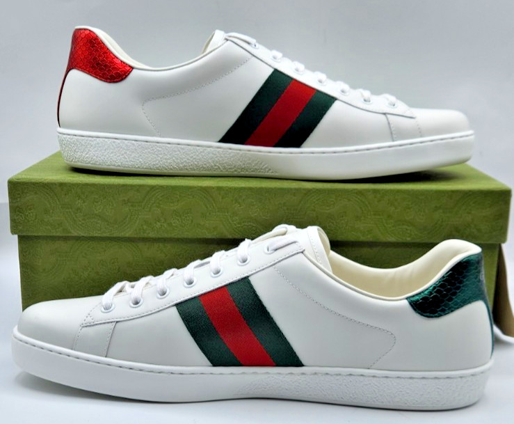 Authentic Gucci Ace Snake Men's White Leather Sneakers UK13 US13.5 thumbnail 4