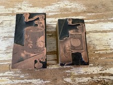 Vintage advertising printers wood copper cuts blocks industrial can openers