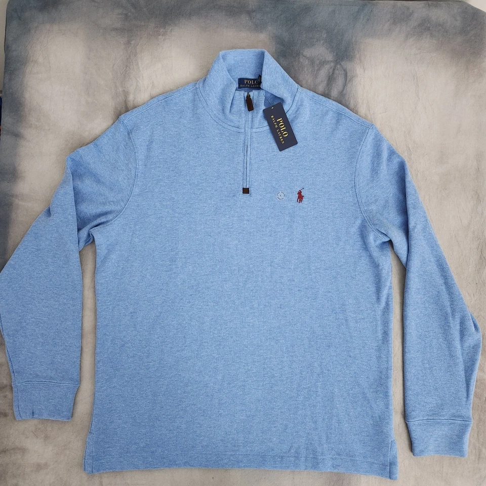 Polo Ralph Lauren Cuarto Cremallera Borgoña Poni Azul Suéter Para Hombre Talla Grande Nuevo Foto 2 de 4