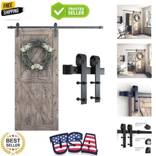 6.8FT Barn Door Hardware Kit, Sliding Barn Door Track -Smoothly and Quietly -...